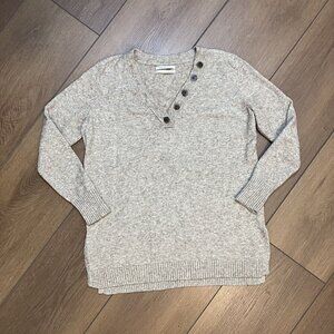 by Anthropologie Tan - Brown Button Accented Sweater Size S